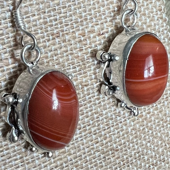 Botswana Agate Silver Overlay Earrings - Picture 2 of 2